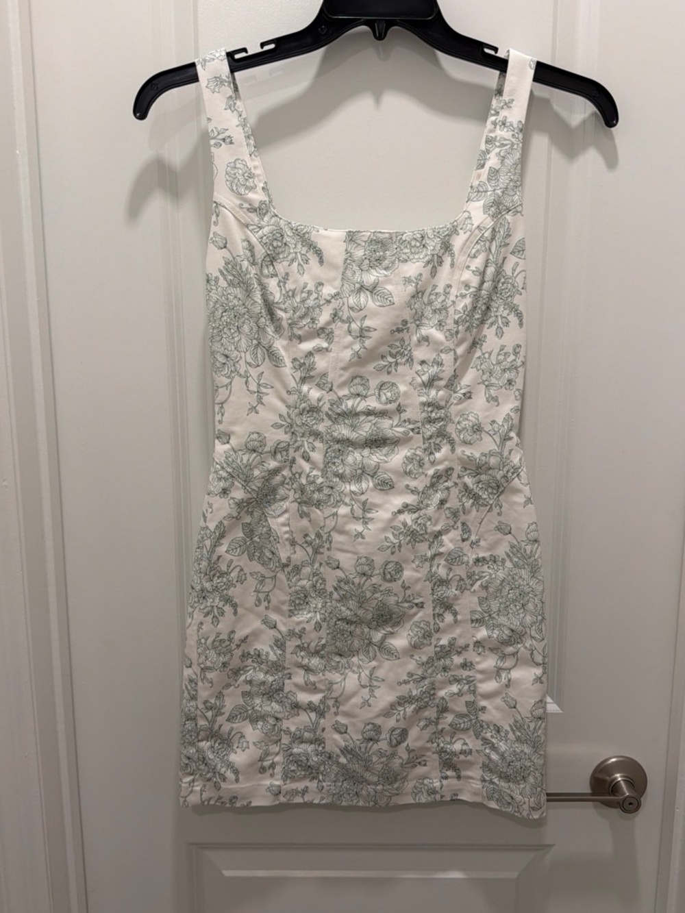 House of Harlow 1960 White Mini Dress with Sage Floral Print